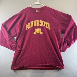 Fruit of the Loom Minnesota Golden Gophers Long Sleeve Shirt Mens 2XL Maroon TEE